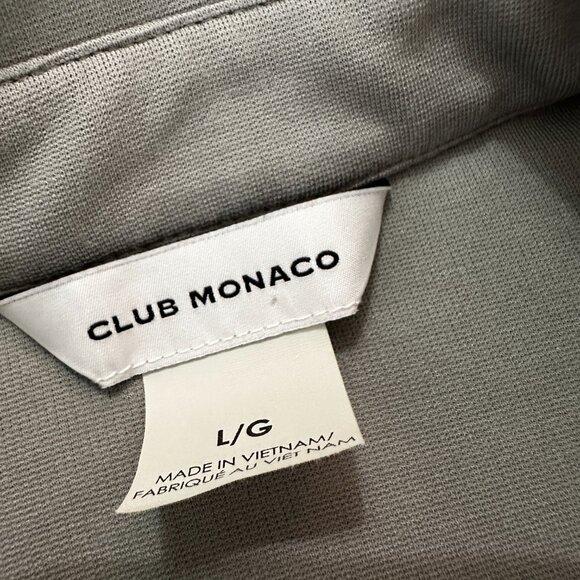 Club Monaco Sage Green Ponte Knit Belted Shirt Dress LARGE Short Sleeve - Picture 4 of 7